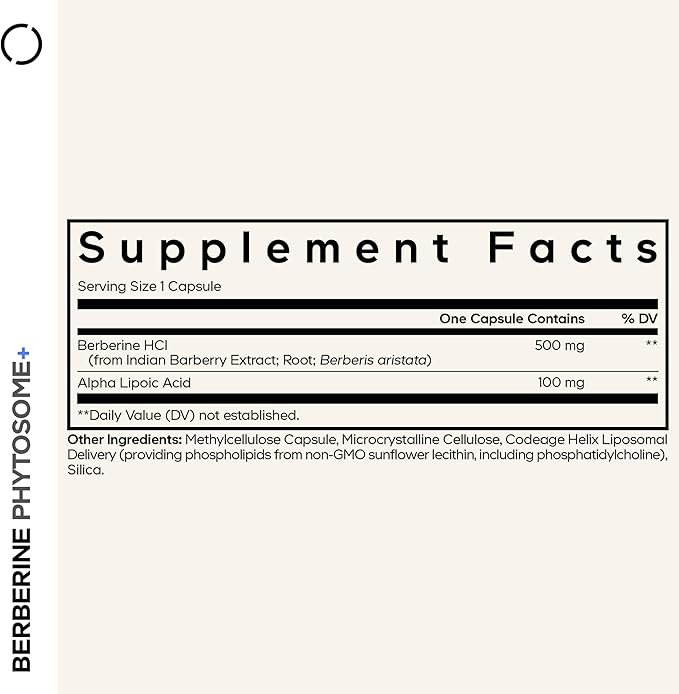 Codeage Berberine Phytosome Supplement - Berberine HCL Alpha Lipoic Acid Phospholipid Complex - 2-Month Supply - Berberine HCL - Berberine Hydrochloride - Gluten-Free Non-GMO - 60 Capsules