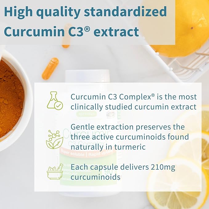 Igennus Advanced Curcumin C3 Complex 300% Greater Absorption &amp Rapid Uptake 95% Standardised Extract 90 Servings Clean Label Vegan Supplement 1-a-Day 90 Capsules