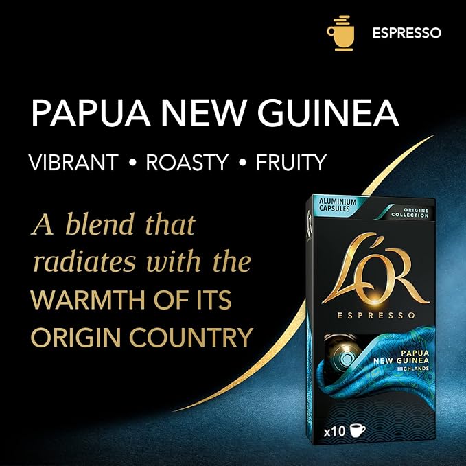 L'OR Espresso Capsules 50 Count Papua New Guinea Single-Serve Aluminum Coffee Capsules Compatible with the L'OR BARISTA System &amp *Nespresso Original Machines