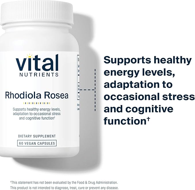 Vital Nutrients Rhodiola Rosea - Rhodiola Supplement for Healthy Energy Memory and Stress Support - Gluten Dairy Soy Free - Non-GMO - 60 Capsules
