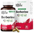 Wild &amp Organic Berberine Capsules 1000 mg - Antioxidant &amp Overall Support - Pure Berberine HCL Powder - Berberis Aristata Bark Supplement - Vegan No Fillers Non-GMO - 90 Count