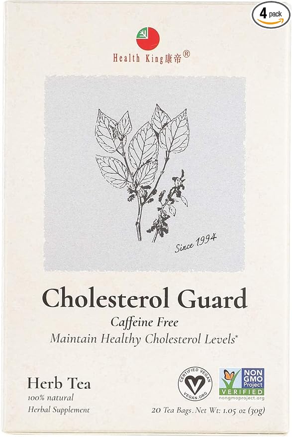 Health King Cholesterol Guard Herb Tea Teabags 20-Count Box (Pack of 4)