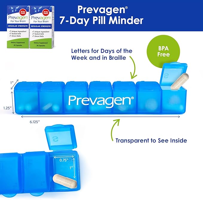 Prevagen Regular Strength - 30 Capsules |2 Pack | Formulated for Your Brain | 10mg of Apoaequorin Plus Vitamin D3 with 7-Day Pill Minder