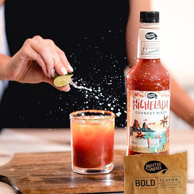 Master of Mixes Michelada Drink Mix Ready To Use 1 Liter Bottle (33.8 Fl Oz) Pack of 6