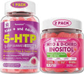Bundle: 5HTP Gummies with Magnesium Glycinate - Melatonin Free Sleep Gummies for Adults &amp Kids 8+ &amp Inositol Gummies Ideal 40:1 Ratio Myo &amp D-Chiro Inositol Supplement