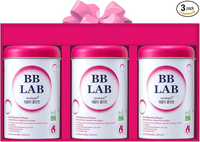 BB LAB Good Night Collagen Low Molecular Collagen Powder Stick Supplement Marine Collagen Fish Collagen Vitamin C Hyaluronic Acid 17 Probiotics Fast Absorption Mix Berry Flavor (Pack of 3)