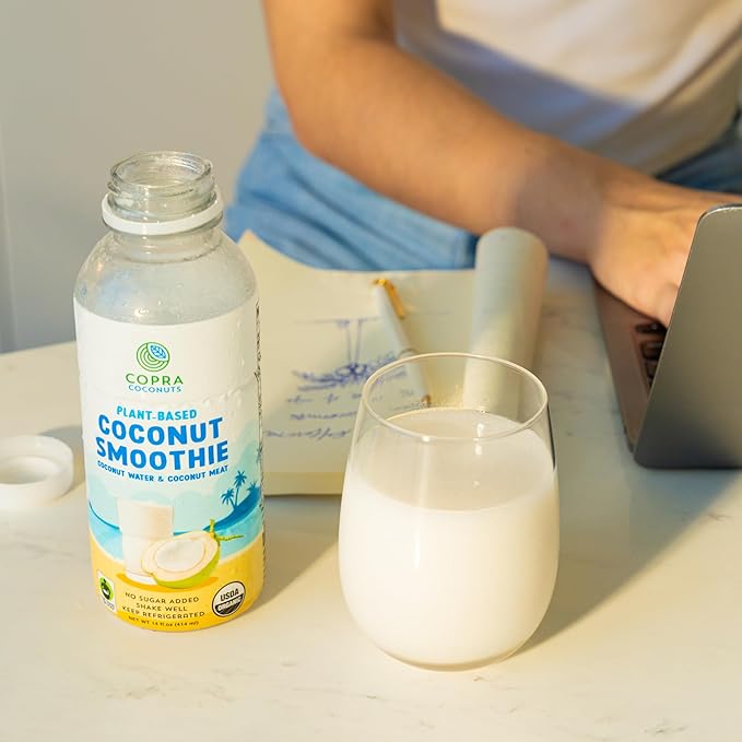 Copra Organic Frozen Coconut Smoothie (No Sugar Added) | Vegan Non-GMO Gluten-Free (Case of 6 Bottles x 14 Fl Oz)