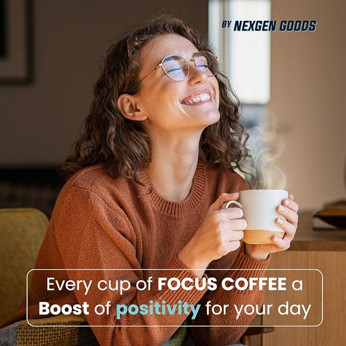 NexGen Goods Focus Coffee :Brain Boosting Nootropic Organic Mushroom Coffee with Lion’s Mane &amp Adaptogens – Premium Colombian Ground Coffee for Mental Clarity &amp All Day Energy Boost | 22 Servi