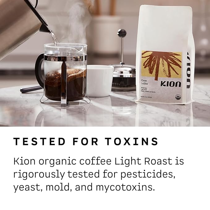 Kion Clean Coffee - Organic Whole Bean Coffee - Light Roast - 12 Oz