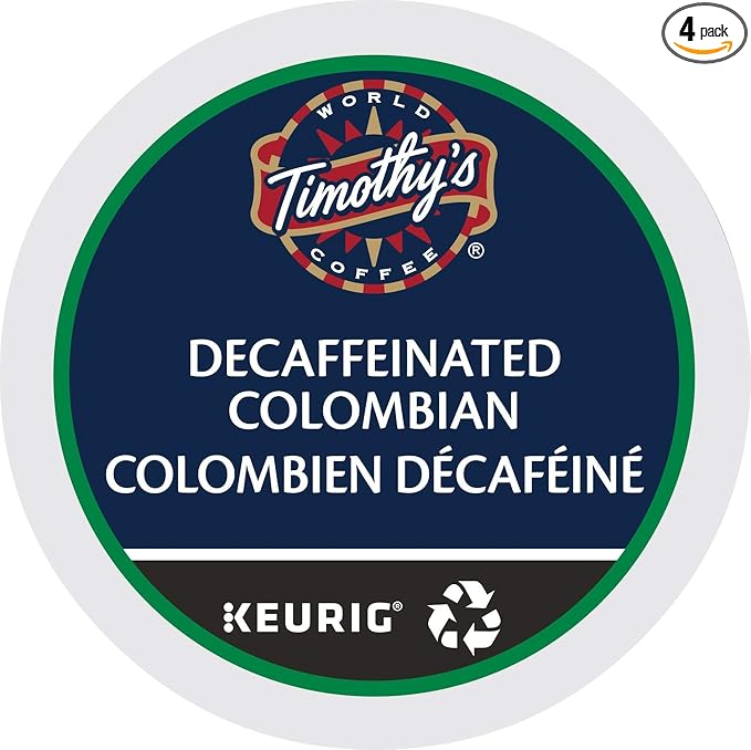 Timothy's World Coffee DECAF Colombian 4 Boxes of 24 K-Cups for Keurig Brewers (Packaging May Vary)