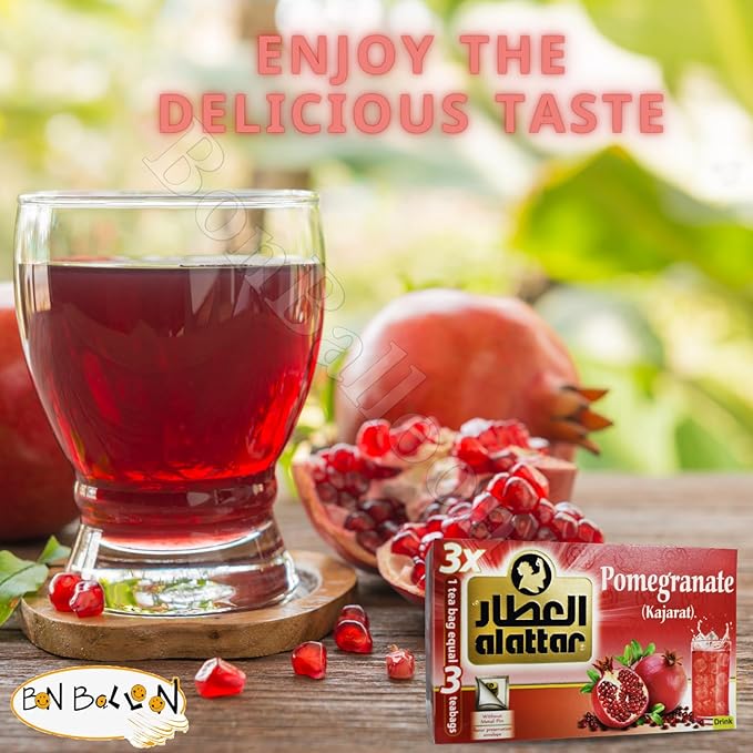 AlAttar Pomegranate Tea Pure Herbal Al Attar ElAttar El Attar Herbals No Additives Herb Non Gmo Herbs Kosher Halal (60 Tea Bags) العطار رمان حلال