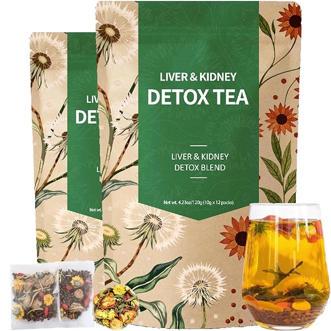 Liver &amp Kidney Detox Tea - Dandelion Wolfberry Tea 7 Herbal Ingredients Blend Goji Berry Chrysanthemum Chinese Cassia Seed Kidney Cleanse (2)