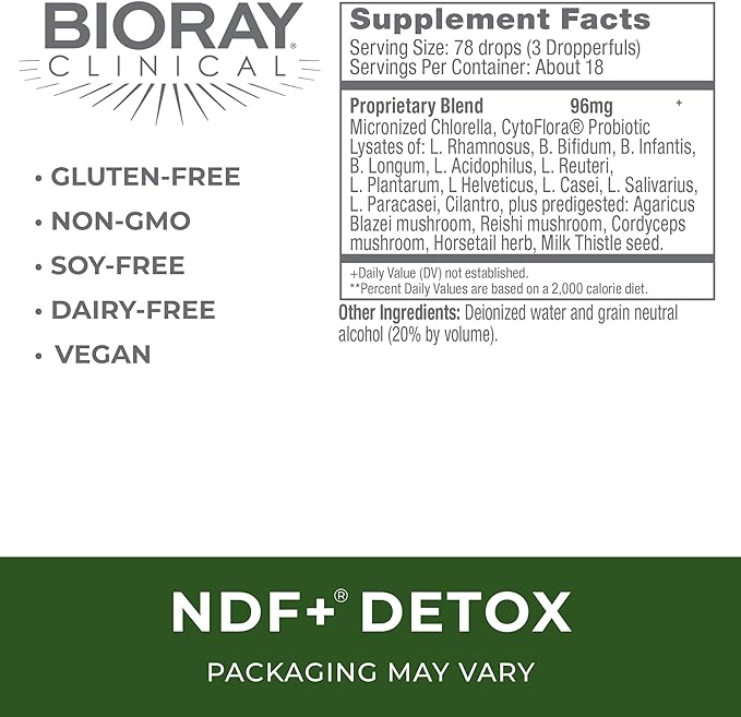 BIORAY Clinical NDF Plus - 1 fl oz - Naturally Removes Toxins from the Body - Non-GMO Vegetarian Gluten Free