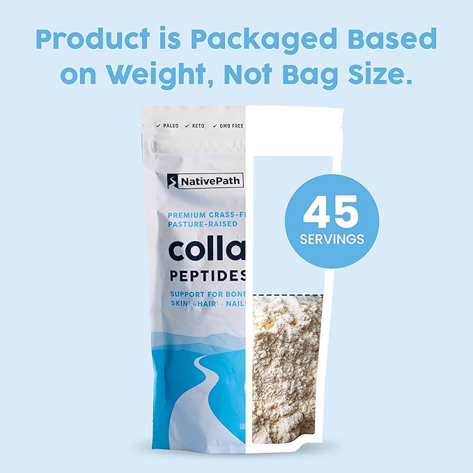 NativePath Collagen Peptides Protein - Hydrolyzed Type 1 &amp 3 Collagen Powder for Skin Hair Nails - 15.9 oz (45 Servings) (Pack of 2)