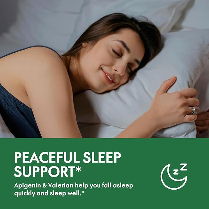 Apigenin Supplements for Sleep 7-in-1 Formula Drops w/Chamomile Extract &amp L-Theanine for Calming &amp Relaxation Support Fast Apsorption Liquid w/Valerian Root &amp Passion Flower. 2oz