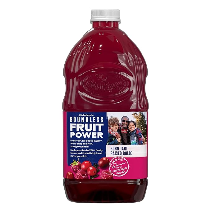 Ocean Spray® 100% Juice Cranberry Raspberry Juice Blend 64 Fl Oz Bottle (Pack of 8)