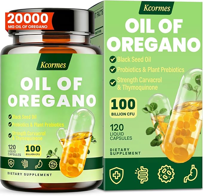 Oil Of Oregano with Black Seed Oil - 20000mg Oregano | 17 in 1 Herbal Blend with Probiotic 20x Strength Carvacrol &amp Thymoquinone | For Immune Antioxidant &amp Digestive 120 Liquid Phyto-Capsul