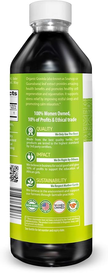 Herbal Goodness Graviola Leaf Extract 15X Strength - Soursop (Guanabana) Leaves Liquid USDA Organic Non-GMO Kosher Cell Support &amp Regeneration &amp Stress Relief Immune Boost 12(12oz) btls