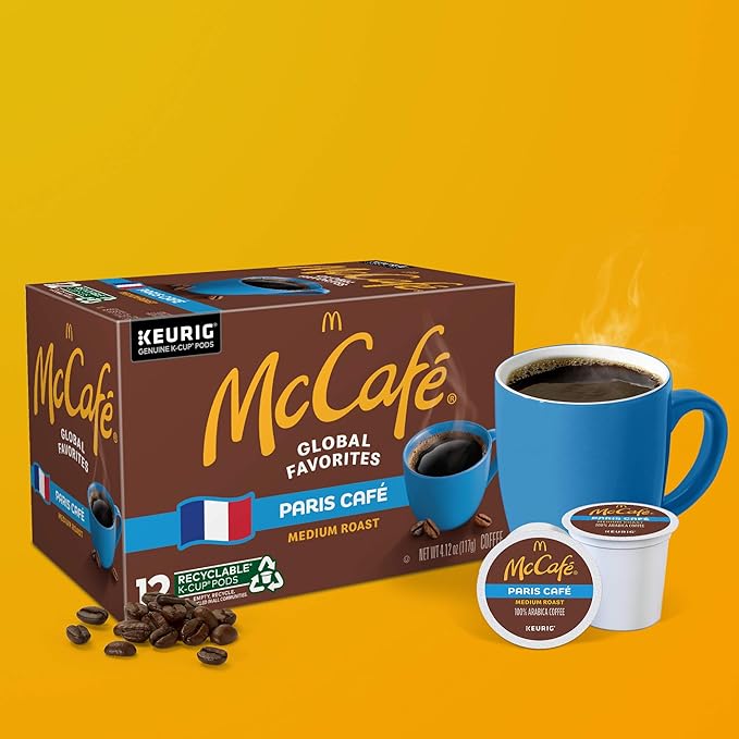 McCafe Paris Cafe Single Serve Coffee Keurig K-Cup Pods Medium Roast Coffee 72 Count