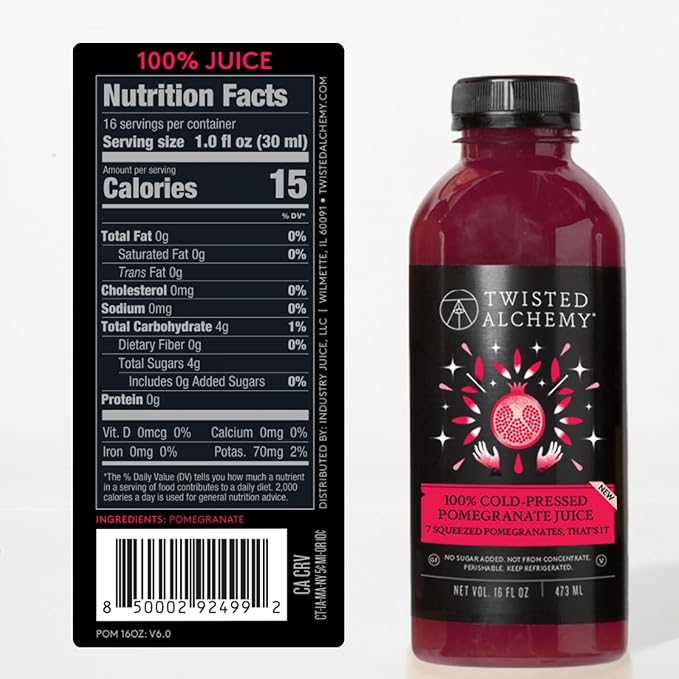 Twisted Alchemy Cold Pressed Juice Kit 6-Pack – 2 Passion Fruit 2 Watermelon Twist 2 Pomegranate – All Natural Non-GMO No Sugar Added Preservative Free – 16 oz Bottles