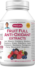 ANDREW LESSMAN Fruit Full Anti-Oxidant Extracts 360 Capsules - 14 Natural Fruit and Berry Extracts. Bilberry Cranberry Grape Seed Pomegranate Resveratrol and More. Easy to Swallow Capsules