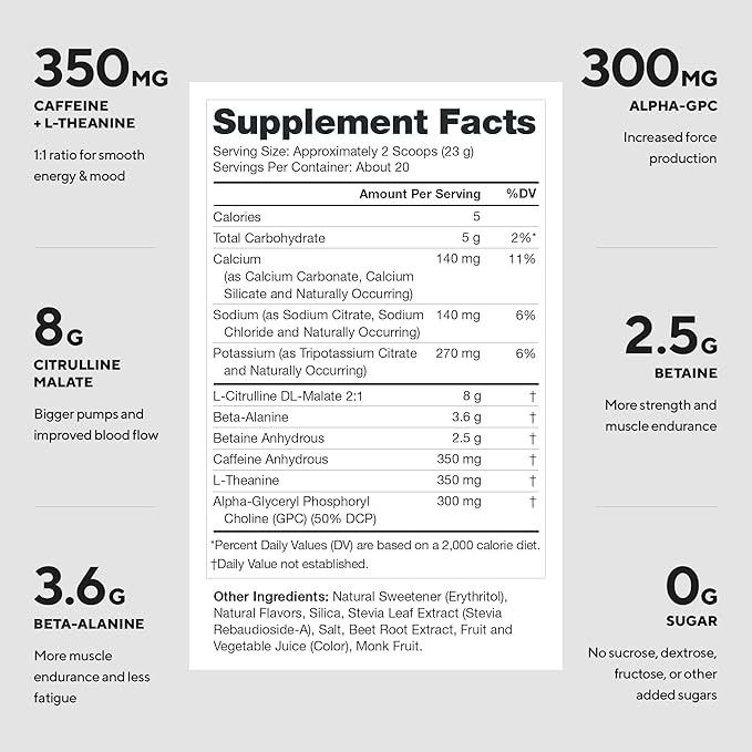 LEGION Pulse Pre Workout - All Natural Nitric Oxide Preworkout Drink to Boost Energy Creatine Free Naturally Sweetened Beta Alanine Citrulline Alpha GPC (Strawberry Margarita)