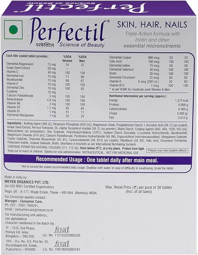 Supplements for Hair Skin and Nails for Men &amp WomenPacked with Biotin and Grape Seed Extract for Radiant and Younger-Looking Skin Stronger Nails | 30 Tablets (Pack of 3)
