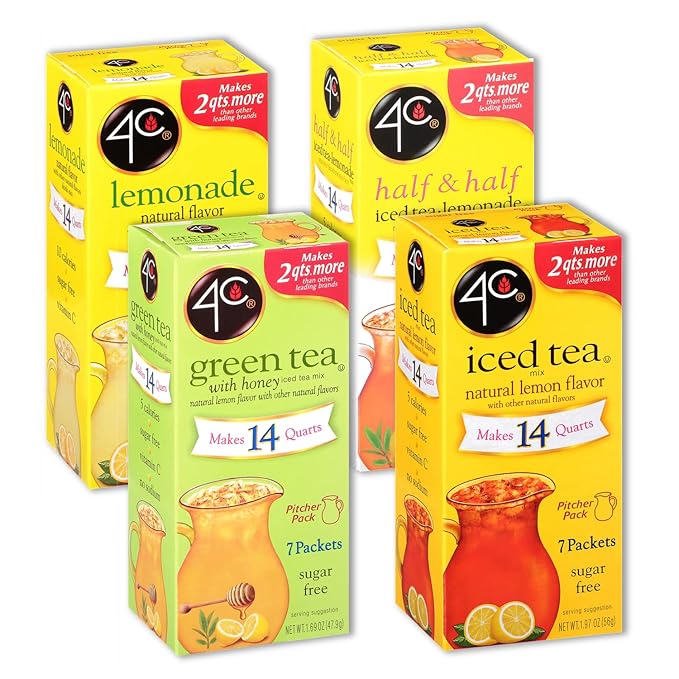 4C Pitcher Packs Half &amp Half 8 Pack Makes 14 Quarts Sugar Free Powder Drink Mix Refreshing Water Flavorings Makes 2 Quarts Each Packet