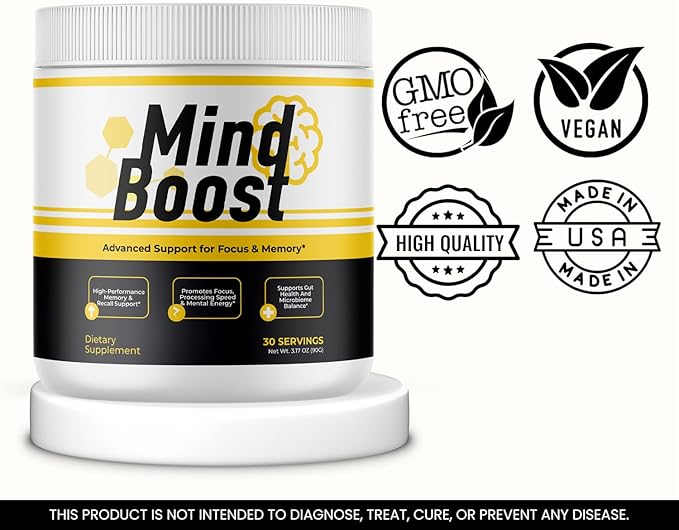 (2 Pack) MindBoost Powder - Official Mind Boost Day Supplement Advanced Nootropic Premium Formula Natural Vitamins for Wellness - 2 Bottles for 2 Months