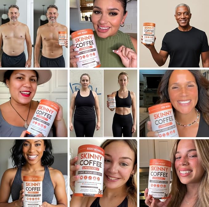 Skinny Coffee Super Boost Weight Loss Coffee Belly Fat Burner for Women &amp Men Sugar-Free Keto Vegan Reduces Bloating Supports Energy &amp Metabolism Appetite &amp Cravings Control (30 Servi