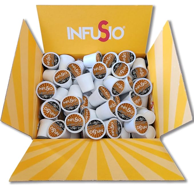 InfuSio Coffee Pods 96 Count - Caramel Crème Medium Roast Single Serve Coffee Pods for Keurig K Cups Brewers - InfuSio Premium Roasted Keurig 2.0 Compatible