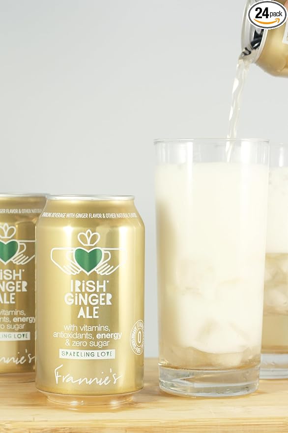KauffmanTreats Frannie Sparkling Beverage- Zero Calories &amp Sugar Aspertame Free: 24-Ct Case 12 Oz. Cans (Irish Ginger Ale)