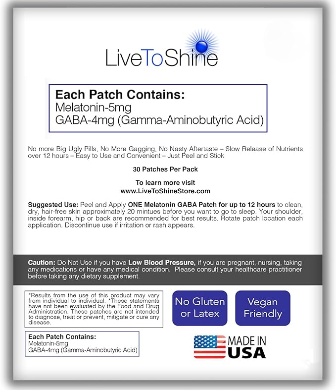 Live To Shine Sleep Patch &amp Stress Relief Patch Bundle – Melatonin GABA + Relax &amp Unwind Patches – Premium USA-Made Natural Calming Day and Night from