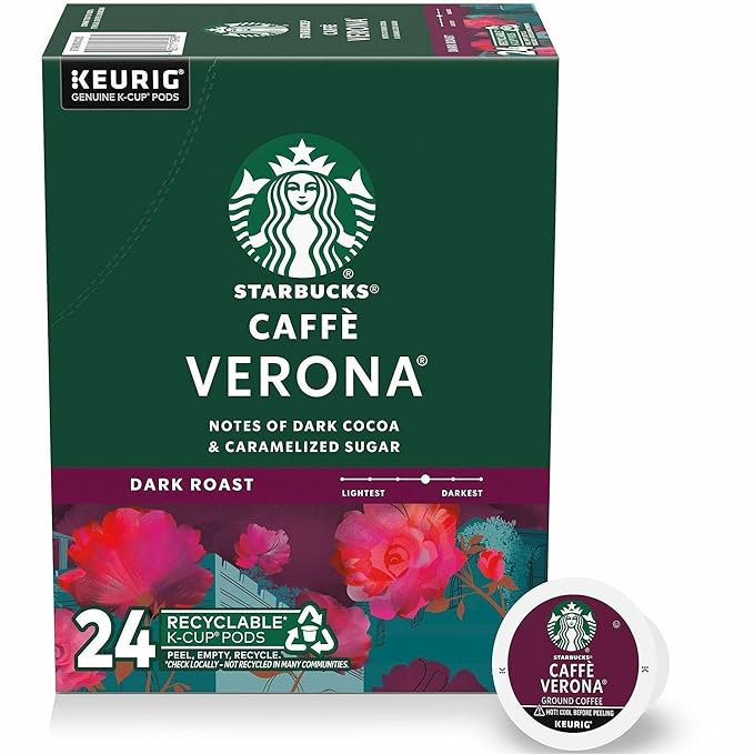 Starbucks K-Cup Coffee Pods Dark Roast Hot or Iced Coffee Caffè Verona 24 Keurig Pods