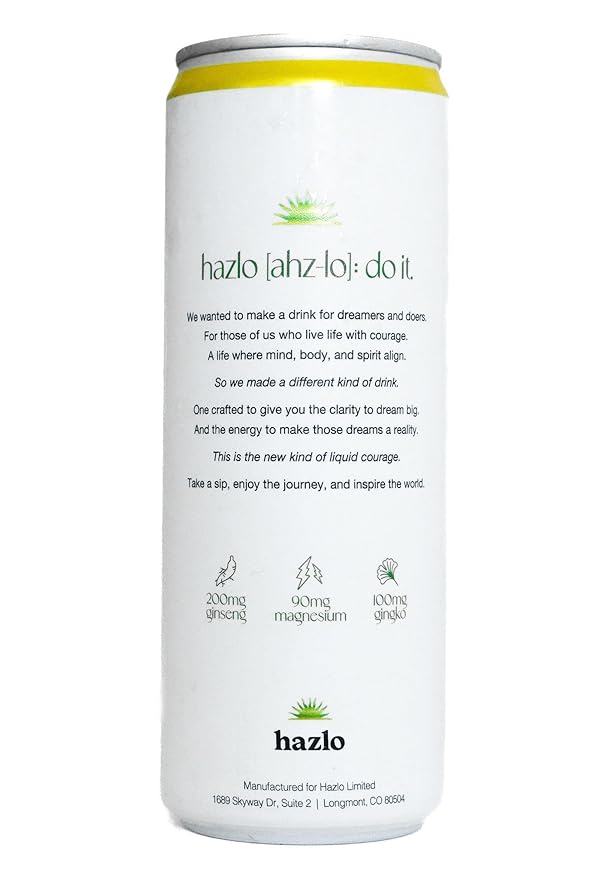 Hazlo Spritz (Lemon &amp Holy Basil) - Zero Proof Spritz Cocktail Mixer Craft Mocktails with Adaptogens Nootropics - Functional Seltzer Calming Non Alcoholic Drinks Alcohol Alternatives for Mood