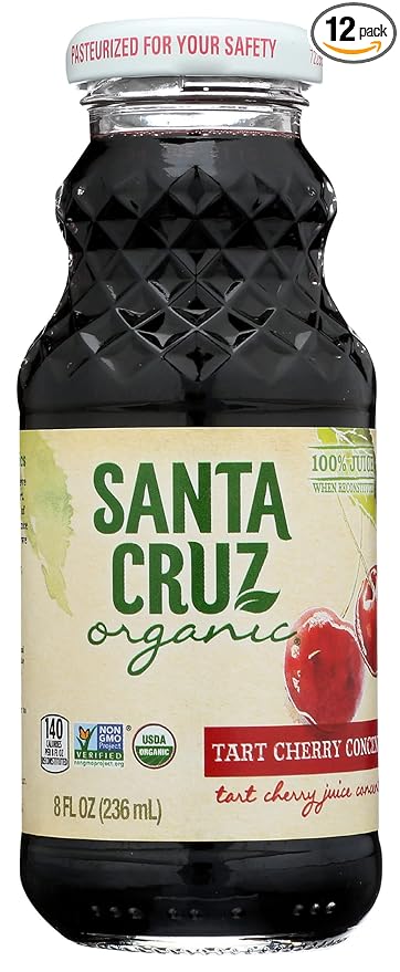 Santa Cruz Organic Tart Cherry Concentrate Juice USDA Organic Gluten Free &amp Non-GMO 8 Oz (Pack of 12)