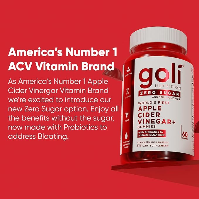 Goli Zero Sugar Trio- World's First 3-in-1 Pre Post Probiotic Apple Cider Vinegar with Vitamin B12 and Probiotics Ashwagandha &amp L-Theanine Vitamin D gummies. Vegan Gelatin &amp Gluten-Free