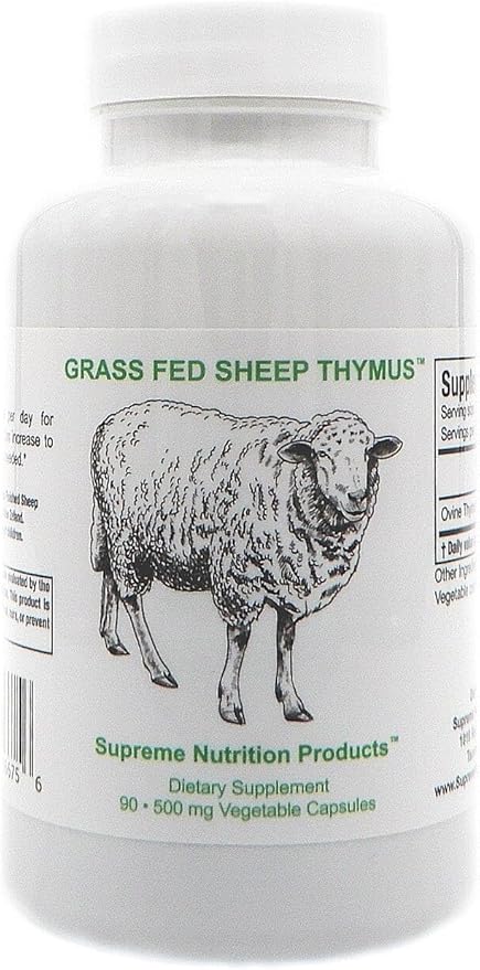 Supreme Nutrition Sheep Thymus - 100% Grass Fed and Finished in New Zealand 90 Capsules of Pure Ovine Thymus (Pack of 2)
