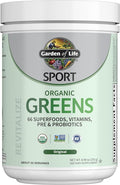 Garden of Life Sport Nutrition Greens and Superfoods Powder for Women and Men - Unflavored Organic Blend - Spirulina Fruit Vitamins Pre &amp Probiotics Mushrooms Athletic Supplements 30 Servin