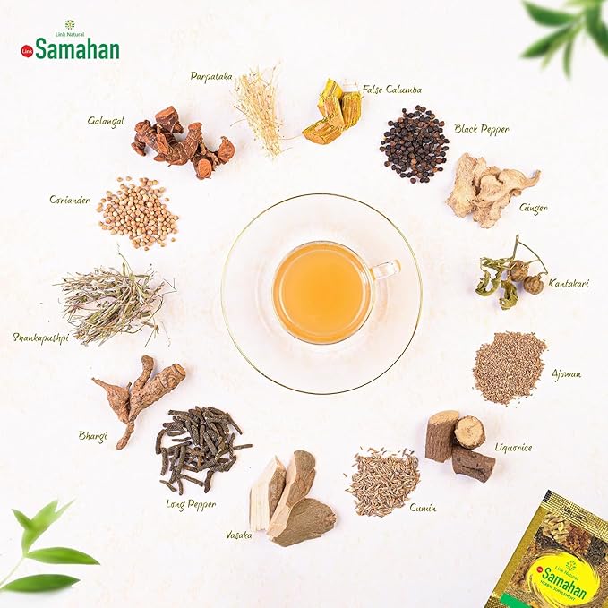 SAMAHAN Ayurvedic Herbal Tea Packets - Sri Lankan Ceylon Blend with 14 Natural Herbs Including Ginger Black Pepper &amp More Herbal Tea Bags for Wellness Relaxation &amp Daily Comfort - 100 Count