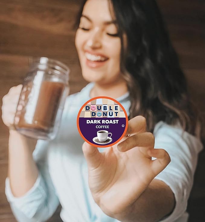 Double Donut Coffee Extra Bold Blend Dark Roast Coffee Pods Dark Roast Coffee Compatible with Keurig K Cups Brewers 72 Count