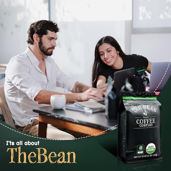 The Bean Organic Coffee Company Central America Medium Roast Ground Coffee 16-Ounce Bags (Pack of 2) Café molido tostado orgánico