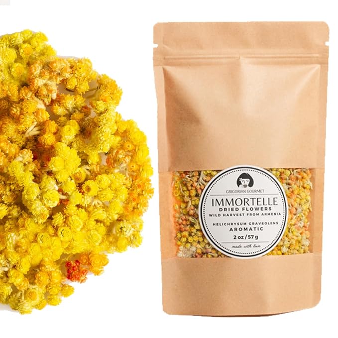 Immortelle (Helichrysum Graveolens) 2 OZ (57g) Loose Herbal Tea | Wild-Harvested from the Mountains of Armenia | Naturally Sourced with Rich Aroma and Distinct Flavor | Handpicked &amp Premium Qualit