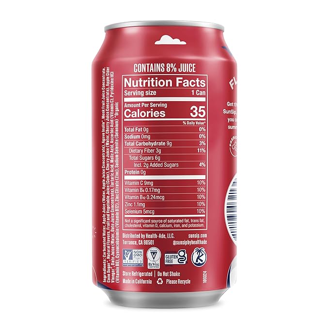 SunSip Prebiotic Soda by Health-Ade Better-for-You Soda Swap Beverage with Vitamins &amp Minerals Naturally Sweetened with 6g of Sugar Dr. Bubbles 11.5 oz (12 Pack)