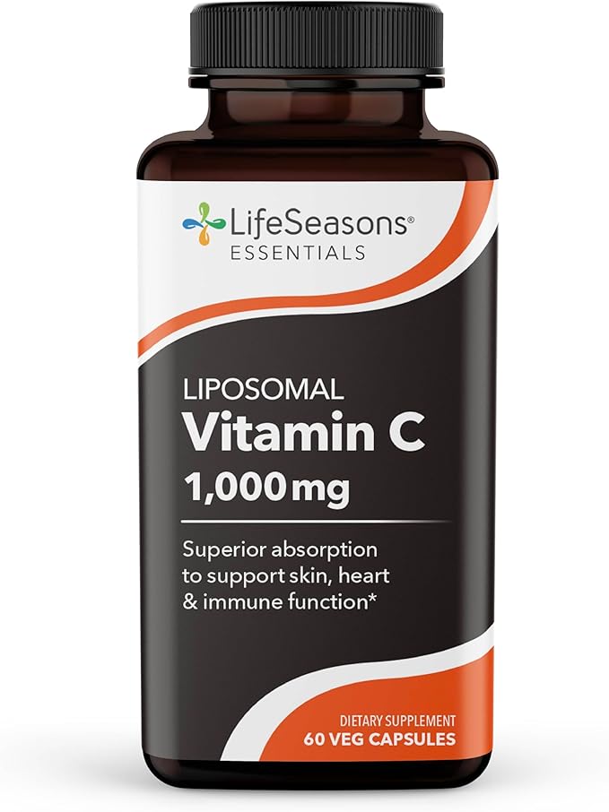 LifeSeasons Essentials Liposomal - Vitamin C Supplement - Supports Skin Heart &amp Boosts Immunity - Enhances Collagen Production - Antioxidants for Stress Relief - 60 Capsules