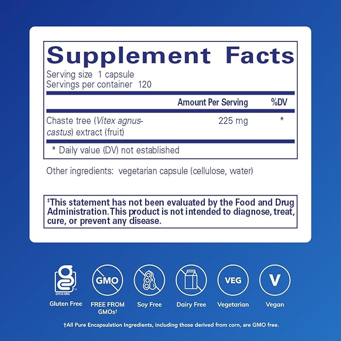 Pure Encapsulations Chaste Tree (Vitex) - Supports Menstrual Cycle Regularity - for Breast Comfort* - Women's Supplement - Hormonal Balance Support - Non-GMO &amp Vegan - 120 Capsules