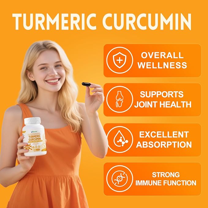 Turmeric Supplement 2275mg 95% Curcumin Liposomal Curcumin for Best Absorption Curcumin Supplement for Joint Support Bottled in USA - 60 Softgels