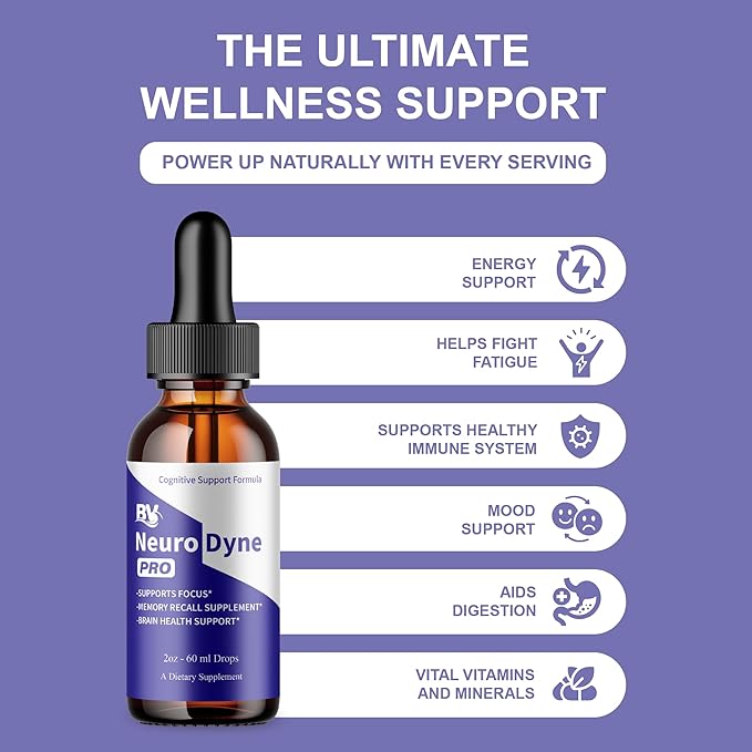 BLUE VIBE NeuroDyne Drops Neuro Dyne Advanced Strength Overall Health &amp Wellness Support Supplement NeuroDyne Premium All Natural Daily Health and Overall Energy Formula (5 Pack - 10oz / 300ml)