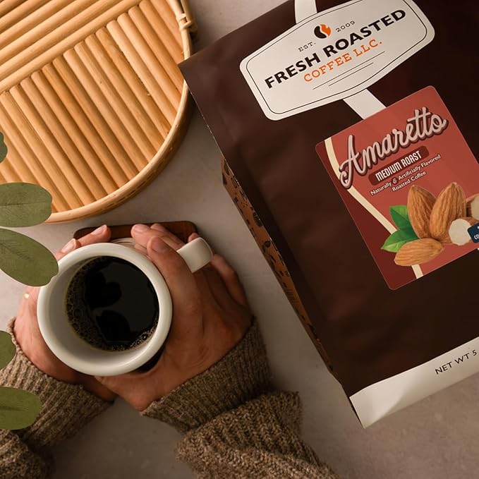 Fresh Roasted Coffee Amaretto Flavored Coffee5 lb Medium Roast Kosher Ground
