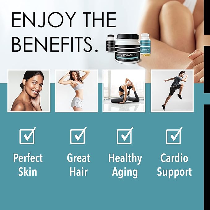Marine Collagen + Hair Vitamins + Omega-3 Fish Oil - Beauty Nutrition Trifecta Bundle - Skin Nails Joints Aging Nutraceuticals